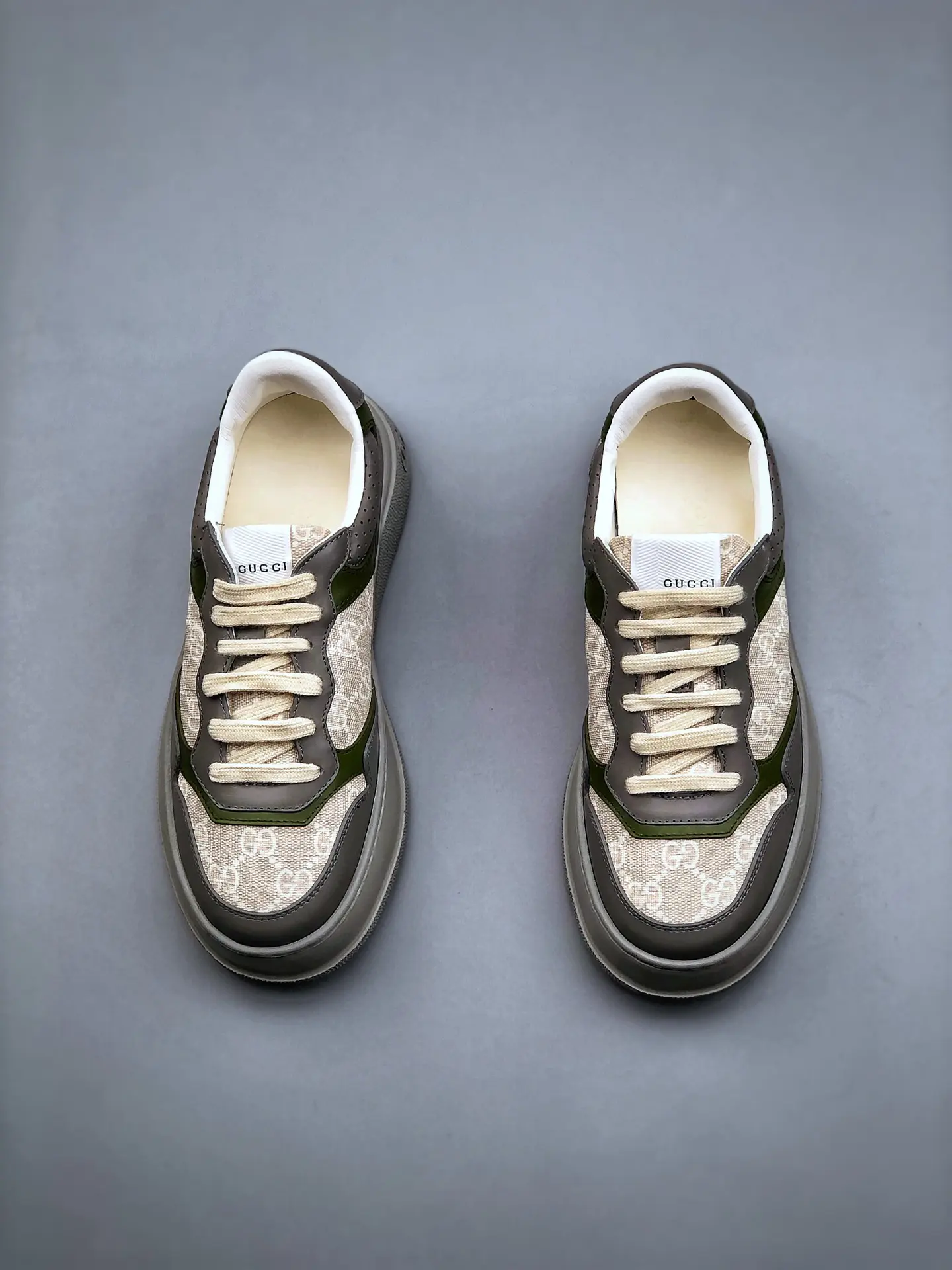 YASSW | Premium Replica Gucci GG Supreme Monogram Sneakers - Green/Grey