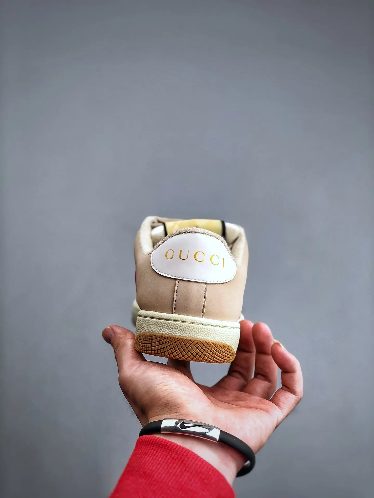 YASSW | Gucci Screener Leather Trainers Replica: Beige, Size 36 EU