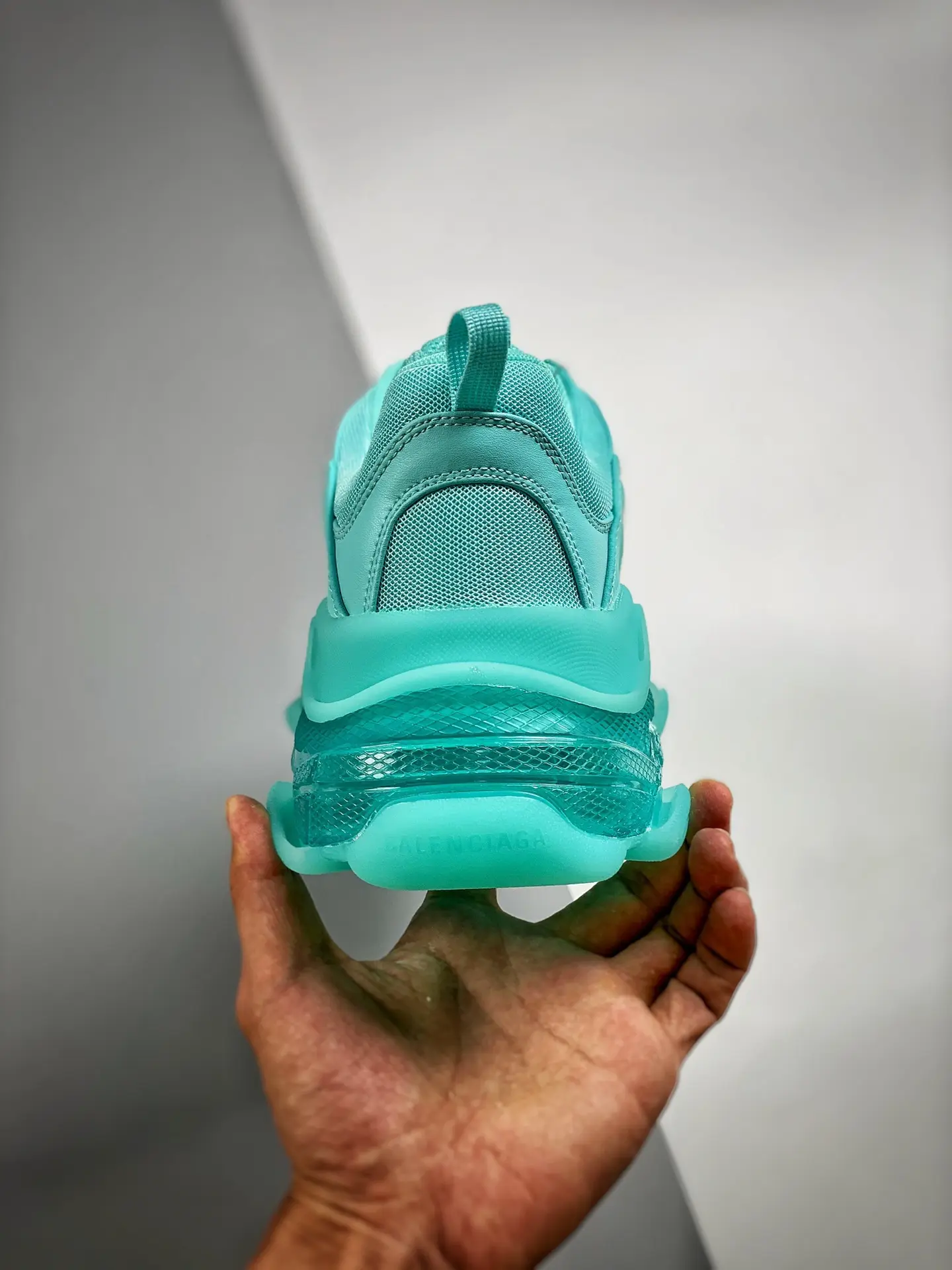 YASSW | Balenciaga Triple S Clear Sole Sneaker Replica: Green vs. Blue