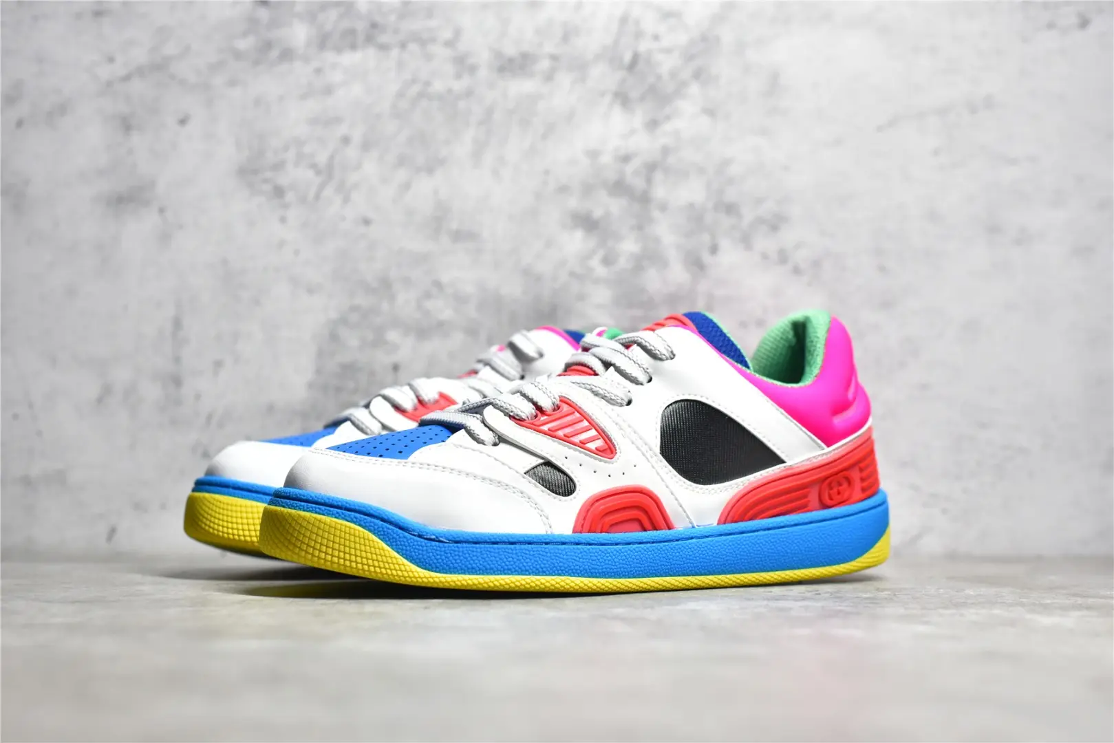 YASSW | Replica Gucci Basket High-Top Sneakers: White, Pink, Blue - Fake or Fabulous?