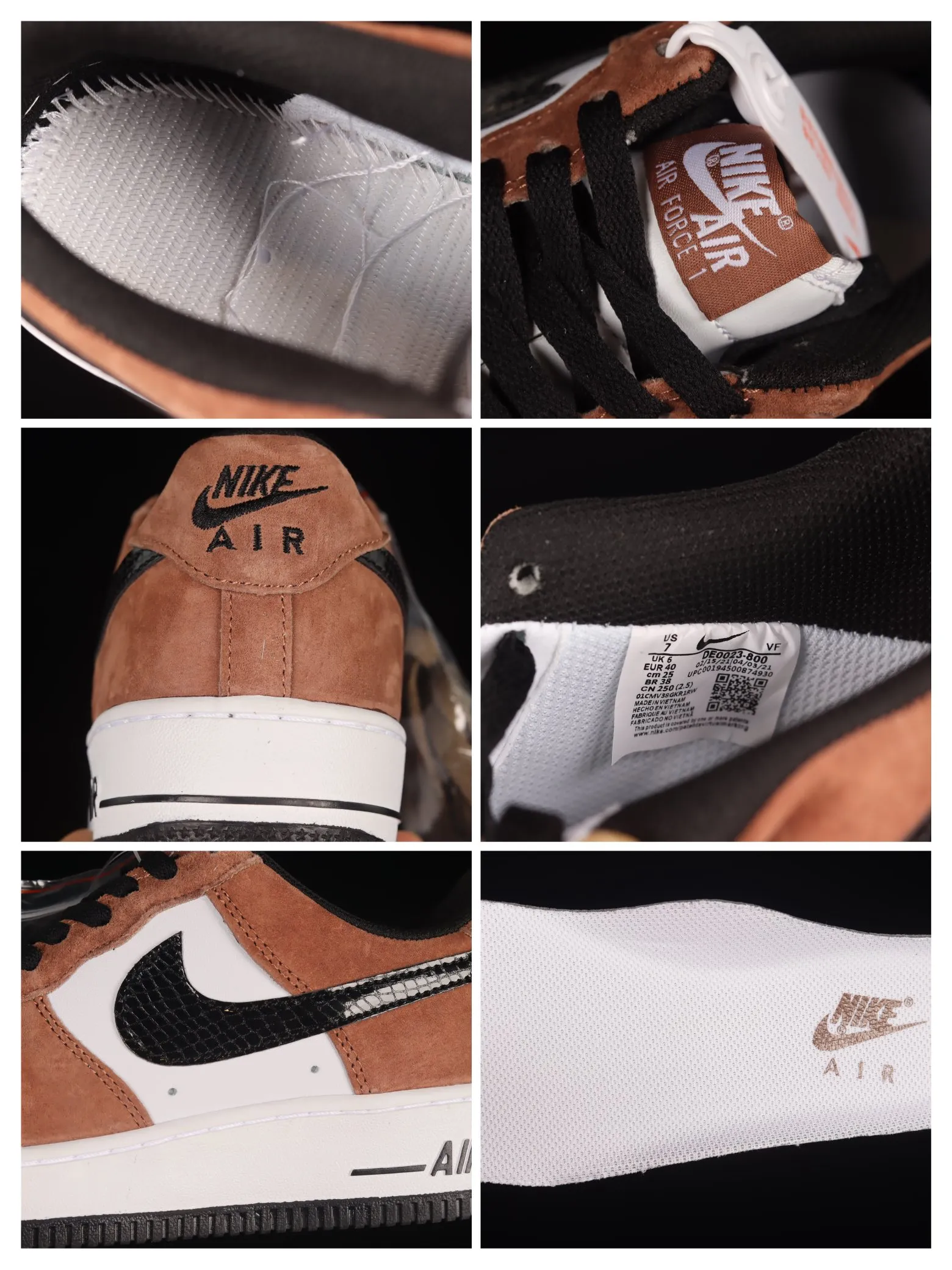 YASSW | Fake Rep Nike Air Force 1 07 Low Snake Mocha Black White DE0023-800