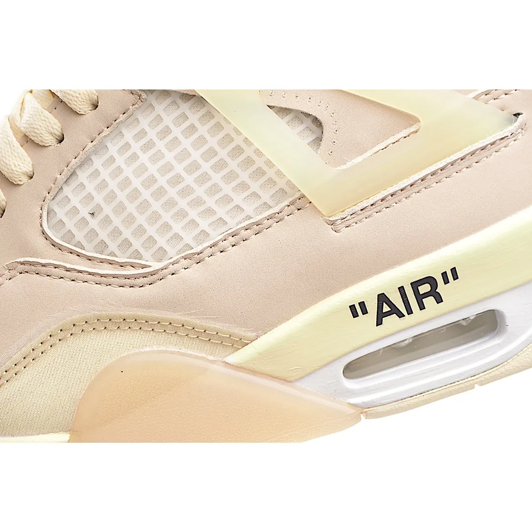 YASSW | OFF-WHITE x Air Jordan 4 'Sail' Replica - White, Size 43