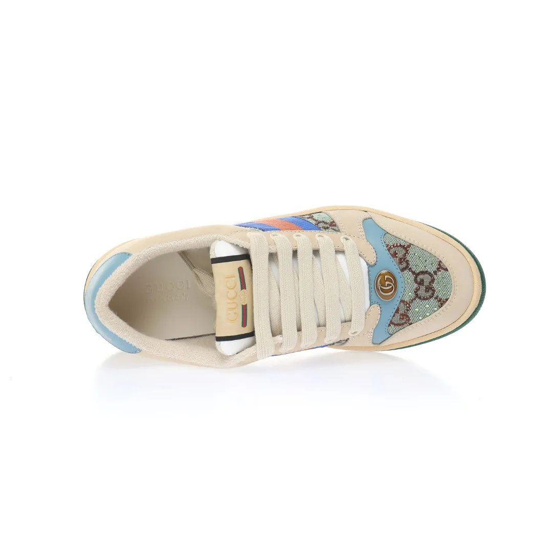 YASSW | Fake Rep Replica Gucci Women's Screener Sneaker With Crystals, White, GG Canvas