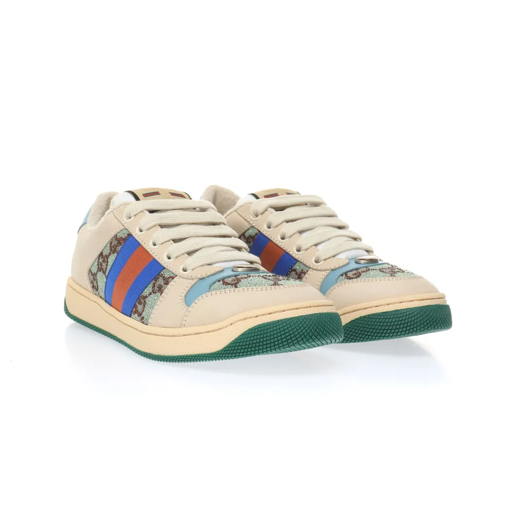 YASSW | Fake Rep Replica Gucci Women's Screener Sneaker With Crystals, White, GG Canvas