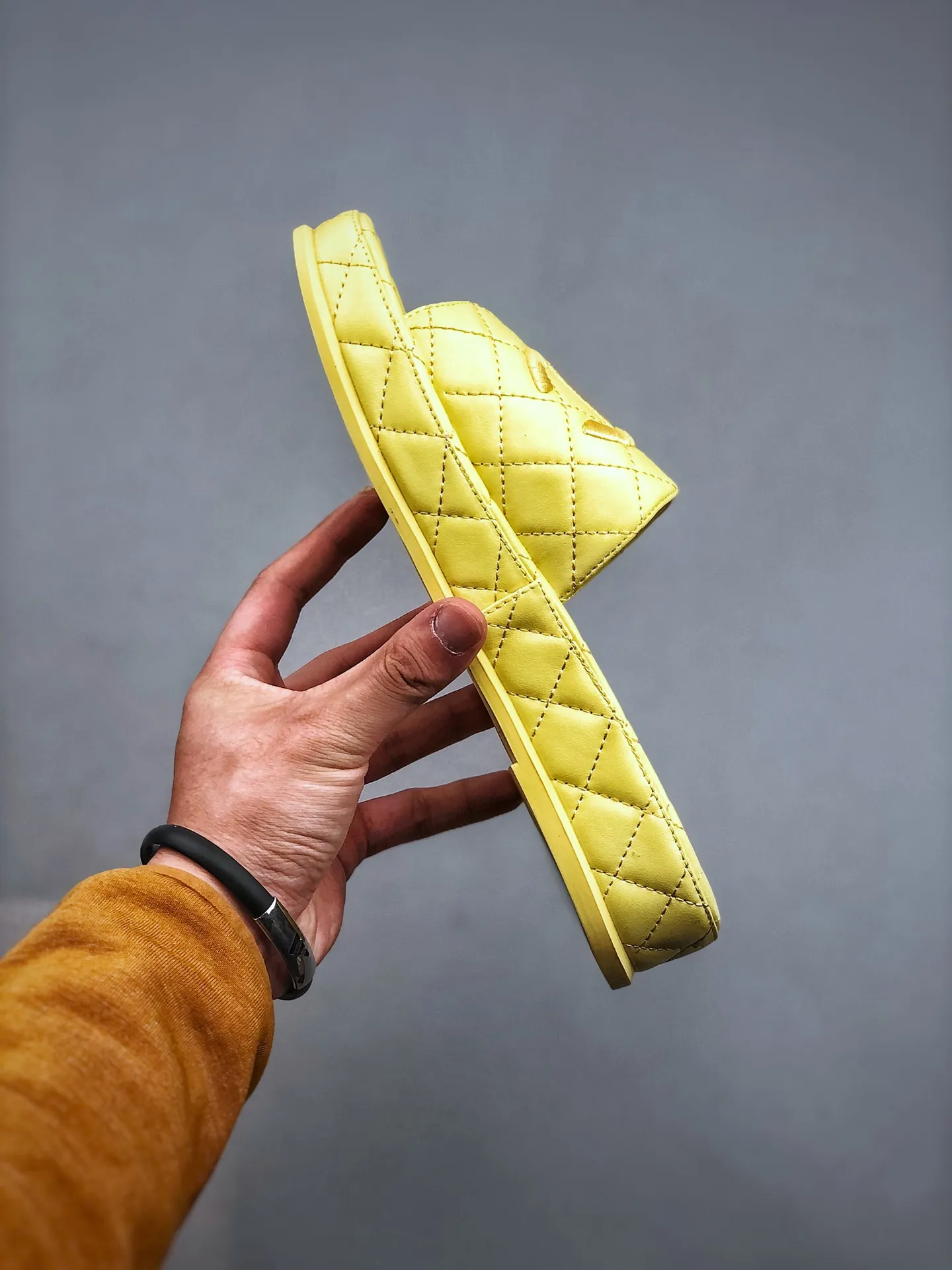 YASSW | Chanel CC Platform Slide Sandals Quilted Leather Yellow - Replica Review