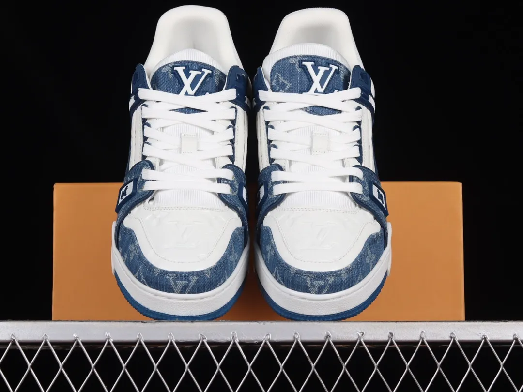 YASSW | Louis Vuitton Trainer Line Sneakers: Black, Denim, and Blue Variations